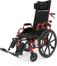 Ziggo Pro Pediatric Reclining Wheelchair 14" Wide Seat Elevating Leg Rests Red