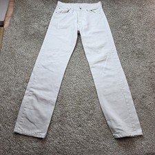 VINTAGE Levi's 501xx Jeans Men 33x34 White Straight Distressed Denim Made In USA
