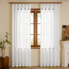 White Pinch Pleated Sheer Curtains 84 Inches Length Semi Light Filtering Shee...