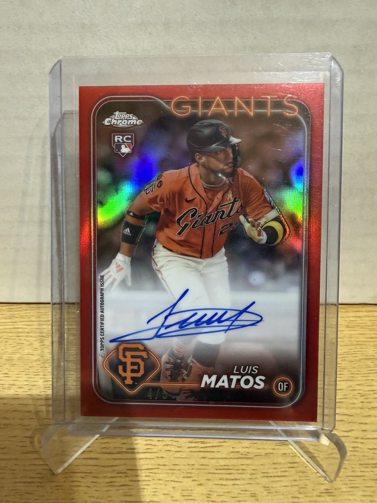2024 Topps Chrome Rookie Autographs Luis Matos #RA-LM Red Refractor /5 (AU, RC)