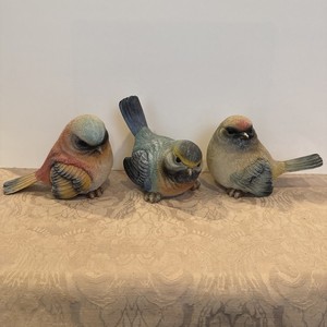 Set of 3 Large Resin Rainbow Bird Figurines--Each has a Slightly Different Pose