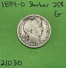 1894-P Barber / Liberty Head Quarter .25c Good