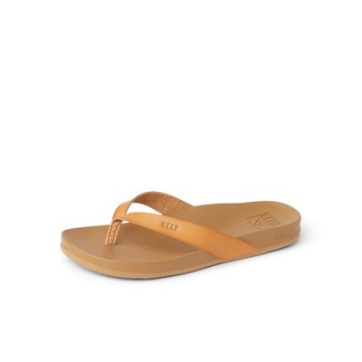 Reef Womens Cushion Court Flip Flops, Molded Footbed, Arch Support, Natural, 7