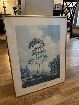 Three Pines 1950 A E Bean Backus Numbered Lithograph 216/1000 Framed Fort Pierce