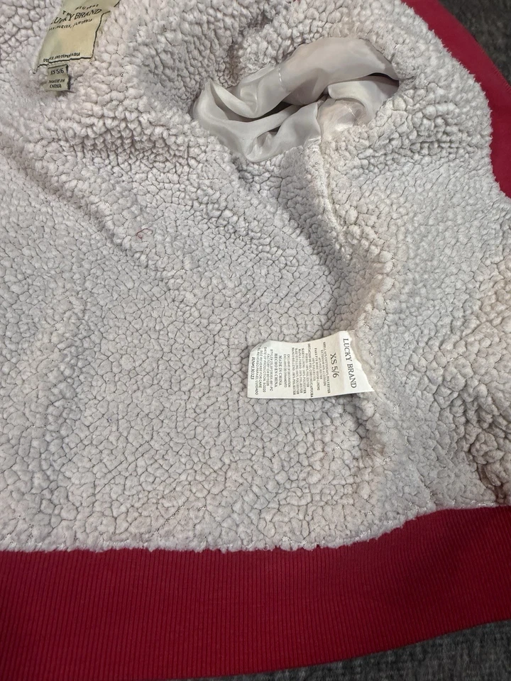 Suéter con Capucha con Cremallera Rosa Lucky Brand Niños Talla XS 5/6 Forro Cálido X17 Foto 4 de 4