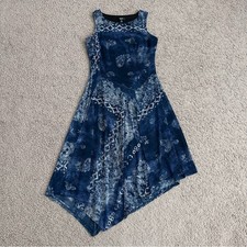 Vera Wang Simply Vera Navy Paisley Printed Handkerchief Dress Womens XS
