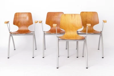 Set of 4 Restored Viennese Cafe Chairs - Early 20th Century, Hand-Caned Seats - Image 1 of 4