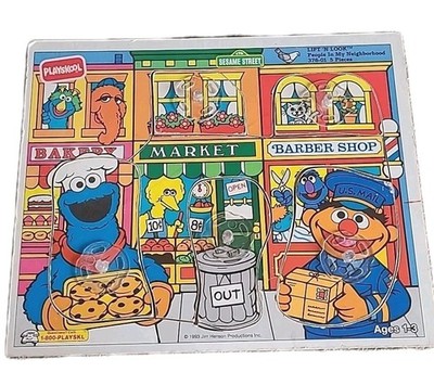 Playskool Sesame Street Puzzle 1993 Lift N Look People In My Neighborhood 5 Pc