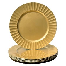13" Gold Charger Plates, Round Plate Chargers with Waved Scalloped Rim, Plast...