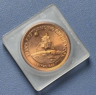 1969 Medallion Man’s First Landing On The Moon. Apollo 11 Mission. In Slab.