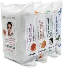 SpaScriptions Makeup Cleansing Wipes 30 CT, Variety 4 pack, 120 Count Total