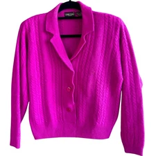 Jeanne Pierre Vintage Fuchsia Angora Rabbit Hair Popover Sweater Size Petite