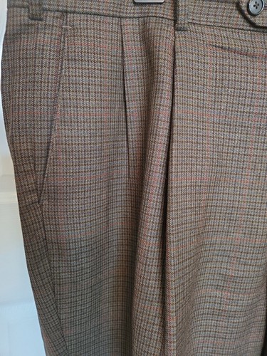 Pantalones de vestir para hombre Sette Ponte marrón borgoña con puños talla 38x32 - Imagen 2 de 9
