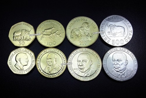 Tanzania 4 Pcs UNC Coins Set, 50 100 200 500 Shilingi 2014 - 2015