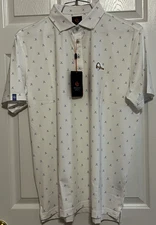 Donald Ross "Sport" Golf Polo Shirt, Vincent, Large, White/Ultramarine, NWT