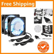 Efficient 80mm Brushless DC Fans with USB - Blue LED for Enhanced PC Cooling