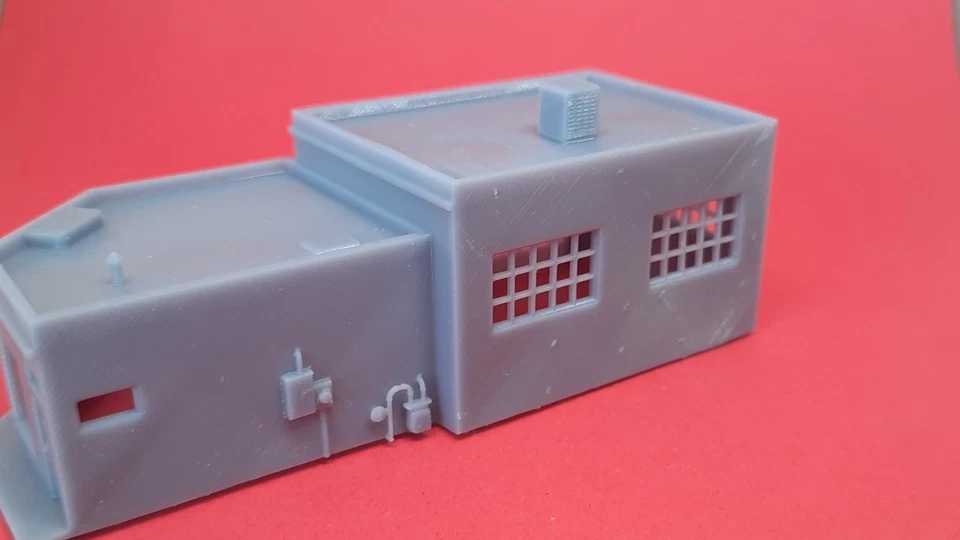 N Scale 1/160 Sinclair gas station plus details-18 pieces, unpainted resin gray - Image 3 of 4