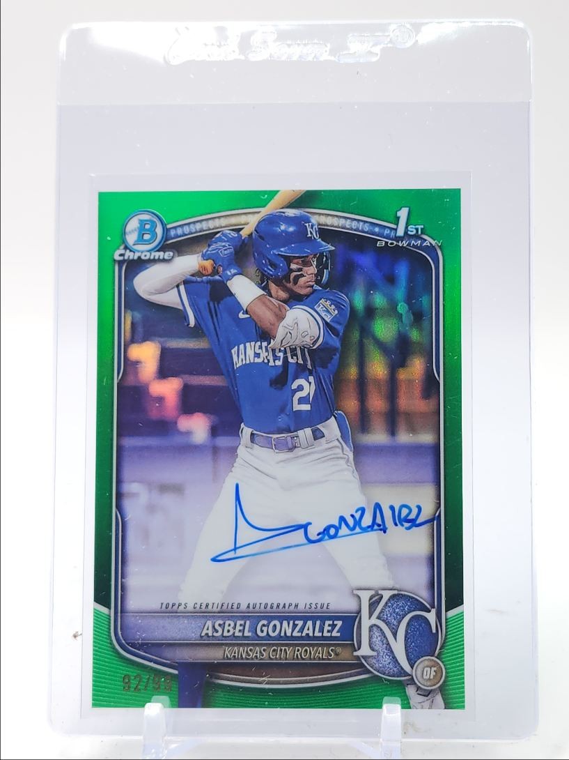 ASBEL GONZALEZ 2025 BOWMAN CHROME 1ST AUTOGRAPH TRUE GREEN AUTO /99 Q5876