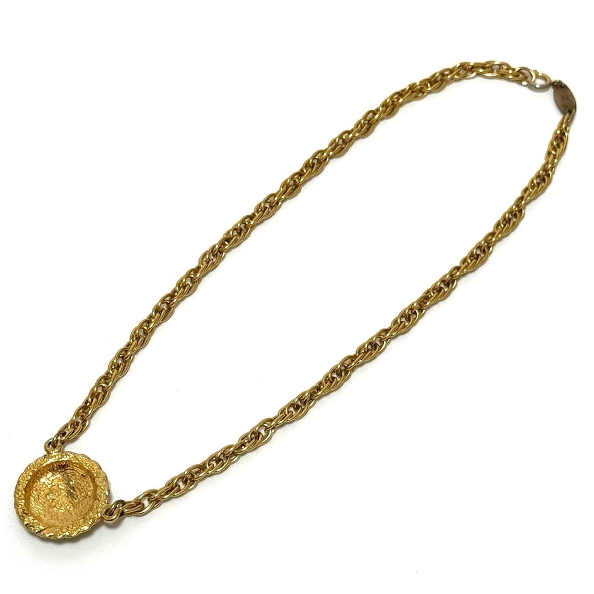 CHANEL 1985 3632 COCO Mark CC Logo Necklace Gold Vintage Authentic
