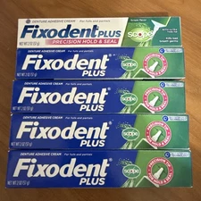 5 Tubes Fixodent Plus with Scope Antibacterial Denture Adhesive Cream 2 oz.