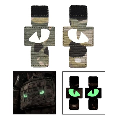 2x Stoff Katzenaugen Patches reflektierendes Armband Verschlüsse für Uniform