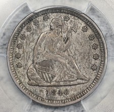 1840-O Avec Draperie Assise Quartier de la Liberté PCGS CAC XF45 Magnifique ! #1DYC