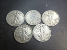 5 Different Walking Liberty Silver Half Dollars