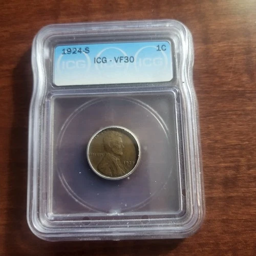 1924 s 1C Lincoln Wheat cent ICG VF30