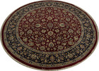 Floral Ziegler Round Area Rug 6x6 Room Size Handmade in Deep Red and Blue Hues