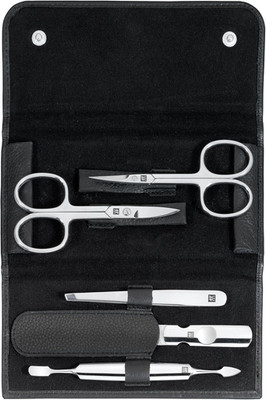 Beauty Classic INOX 6-Pc Manicure and Pedicure Set with Black Leather Case, Nail