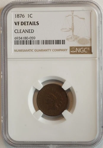 1876 Indian Head Small Cent VF DETAILS NGC 1C Semi-Key Date