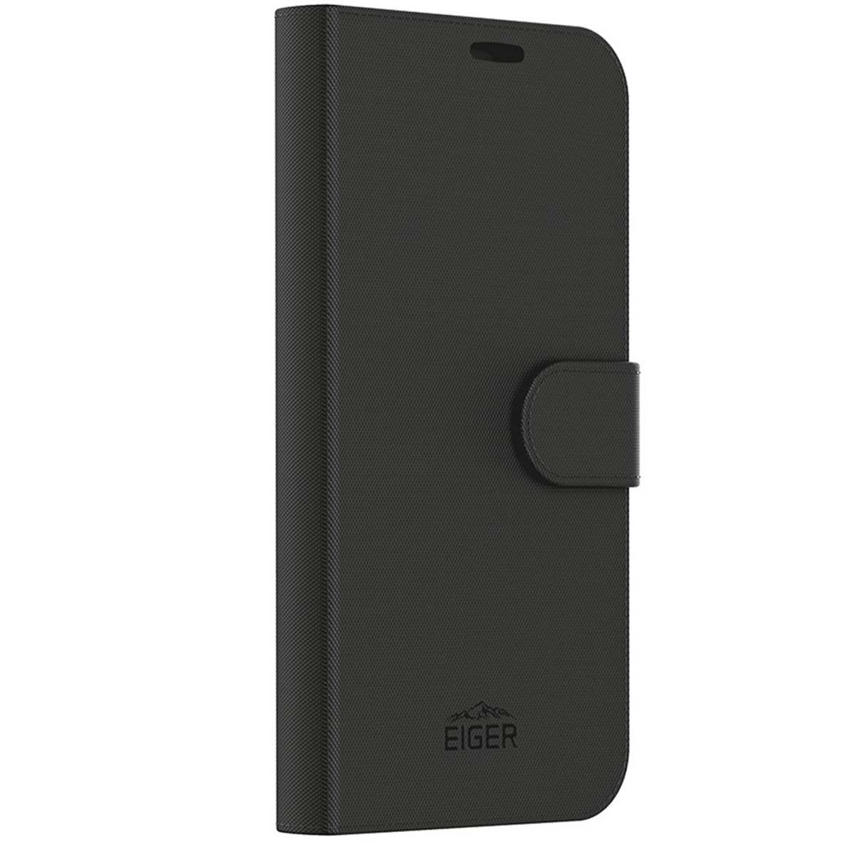 Étui magnétique iPhone 16 Eiger antichoc avec clapet folio et stand vidéo noir