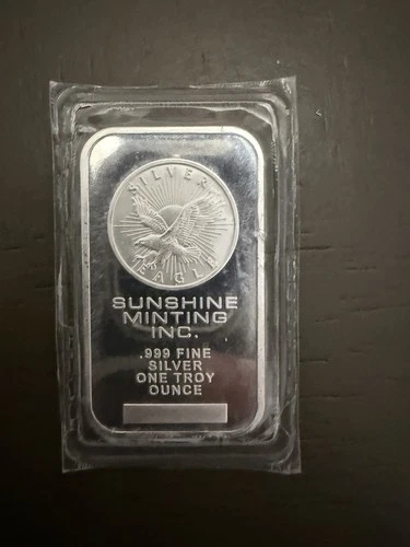 1 Troy oz Sunshine Mint .999 Fine Silver Bar Mint Mark