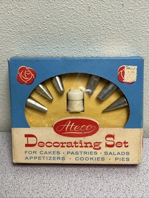 Vintage ATECO Decorating Set #334C - Cakes Pastries Cookies -7 Piece Set-Box USA