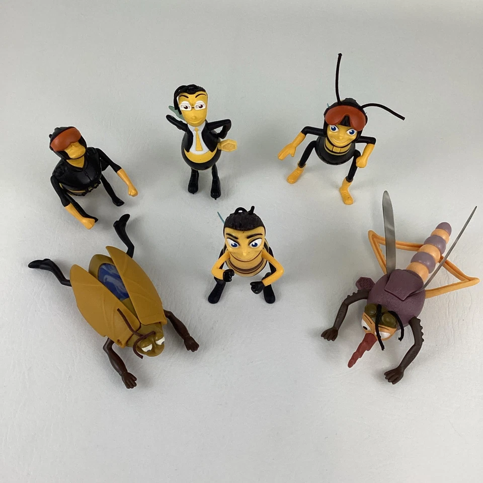 DreamWorks Bee Película McDonald's 6 piezas Figura Conjunto Completo Lote Cuerda De Colección 2007 Foto 2 de 4