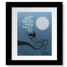 Blackbird - Beatles Song Lyric Rock Music Art Print Poster Design Illustration