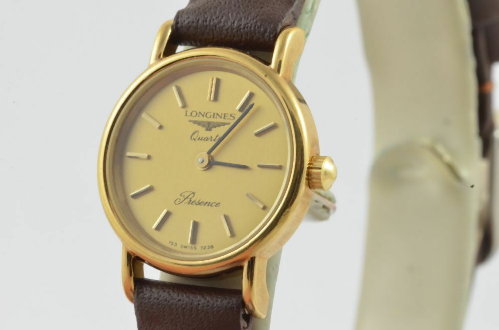 LONGINES PRESENCE 24MM QUARZ STAHL SCHÖNER ZUSTAND VINTAGE LEDER