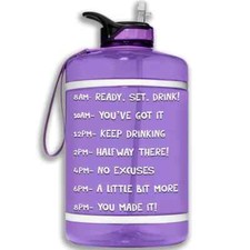 HydroMATE Gallon Water Bottle With Straw Light Purple Motivational Level Marks
