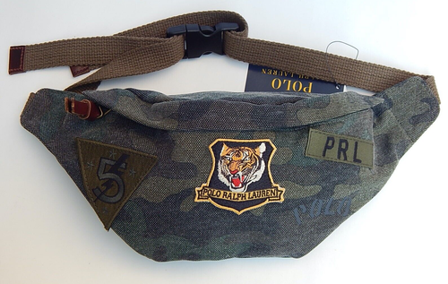 POLO RALPH LAUREN Unisex WAIST FANNY PACK BAG CAMO TIGER PATCH CANVAS NEW