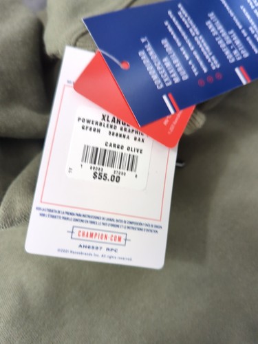 Champion Men's XL Powerblend Pullover Hooded Sweatshirt Olive Green NWT - Picture 6 of 7