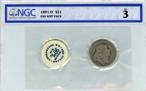 1891-O Morgan Dollar GSA SOFT PACK S$1 NGC AG3
