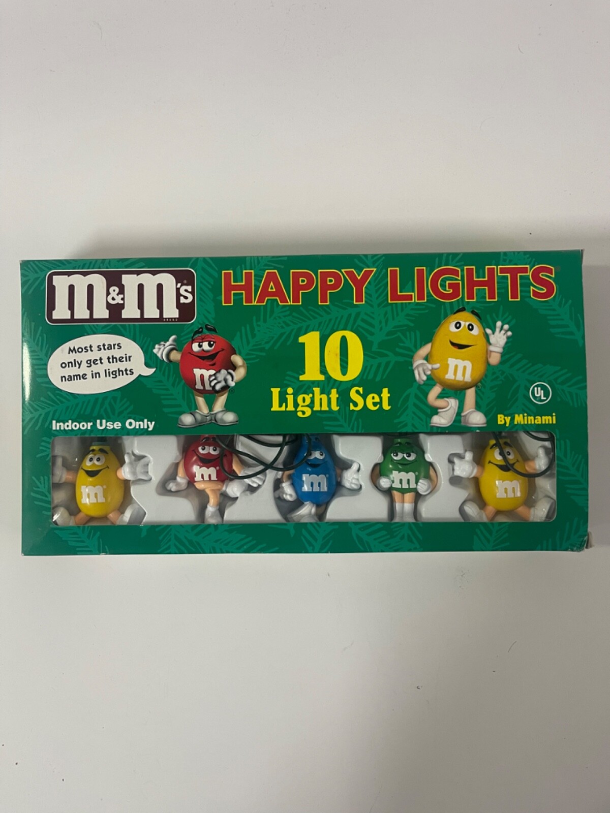 Vintage M & M's Christmas Tree Lights 10 Lights Set Happy Multi Color