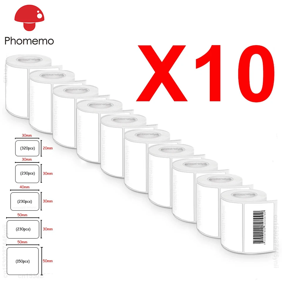 5/10 Rollen Thermo Aufkleber Etikett selbstklebend Papier 40×30mm für M110 M200 - Bild 2 von 4