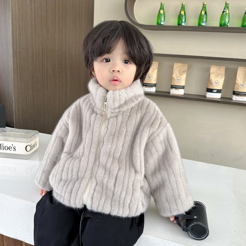 Children's Mink Fur Boys' Coat Baby Mink Wool Warm Cotton Wool Coat Warm Winter - Picture 15 of 20