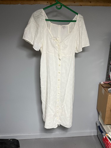 Sz 12 Madewell Eyelet Tie Front Midi Dress Eyelet Tie-Front Midi Dress Dress EUC