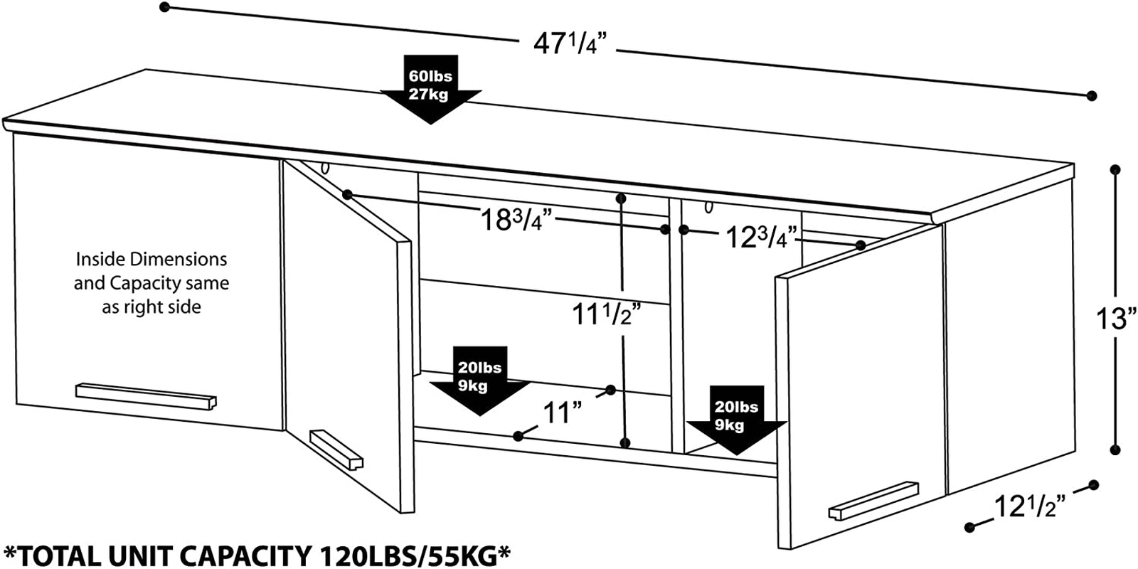 Black Coal Harbor Wall Mounted Hutch, 12.5"D X 47.25"W X 13"H, Black eBay