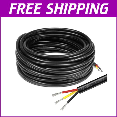 Flexible 100FT Tinned Copper 18 AWG Electrical Wire - PVC Insulated for Safety