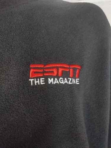 ESPN The Magazine Black Fleece Pullover 1/4 Zip Jacket Mens Size XL Please Read. - Picture 3 of 5