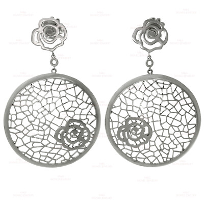 BUCHERER 18k White Gold Floral Drop Earrings