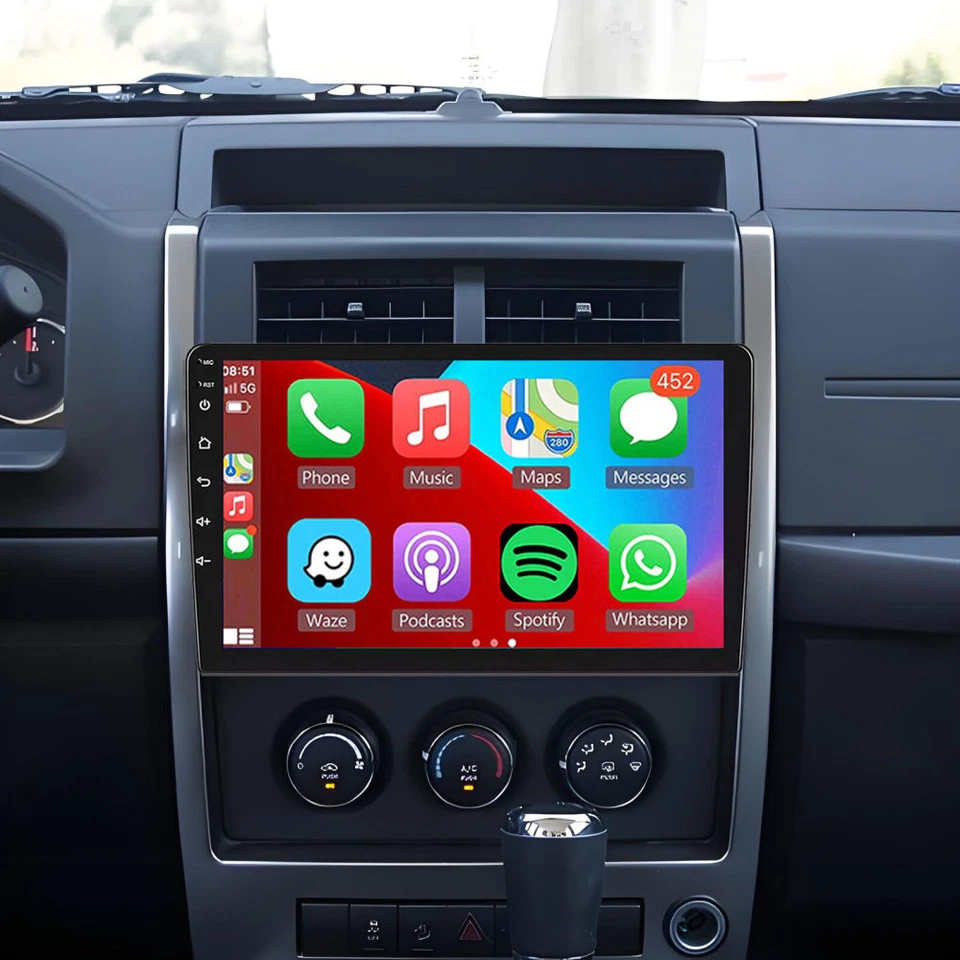 Radio estéreo GPS Apple CarPlay 10,1" para Jeep Liberty 2008-2012 Android 13 Foto 2 de 4